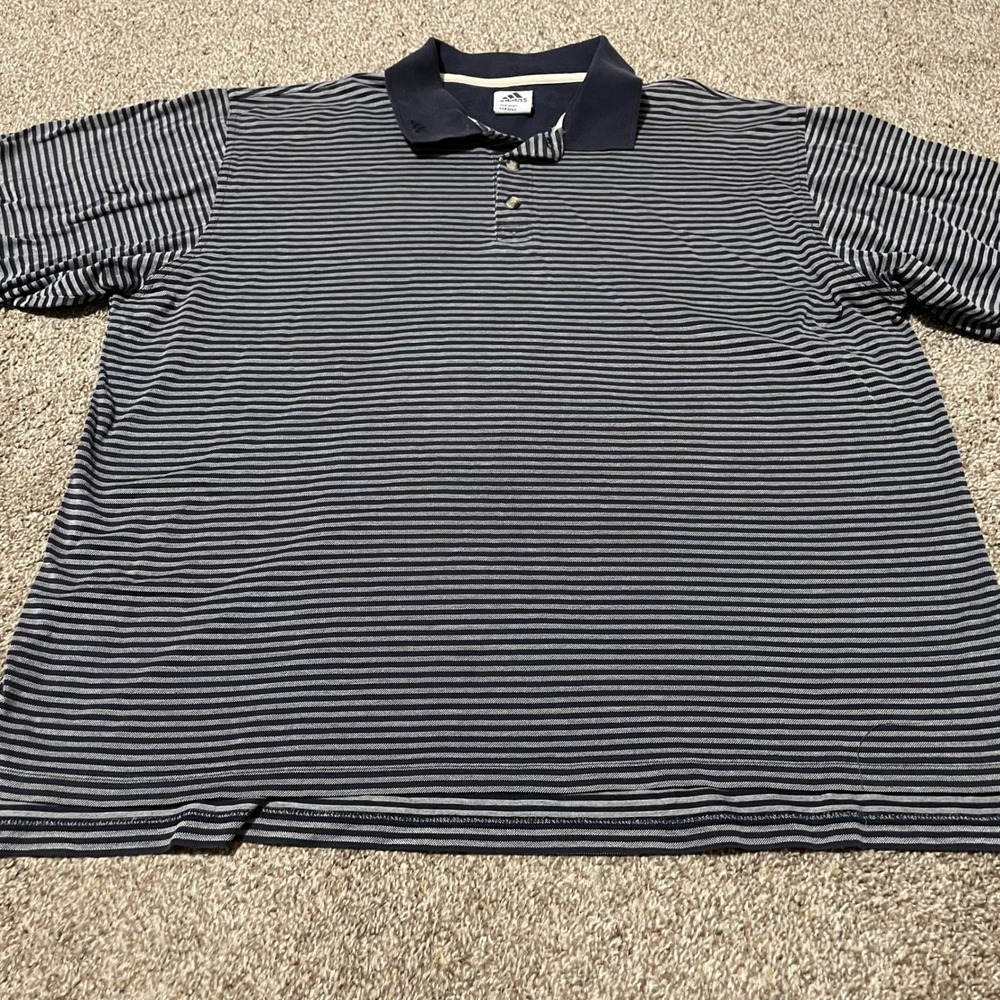 Adidas Striped Polo Shirt Mens Size L/G Short Sleeve Golf Casual Top